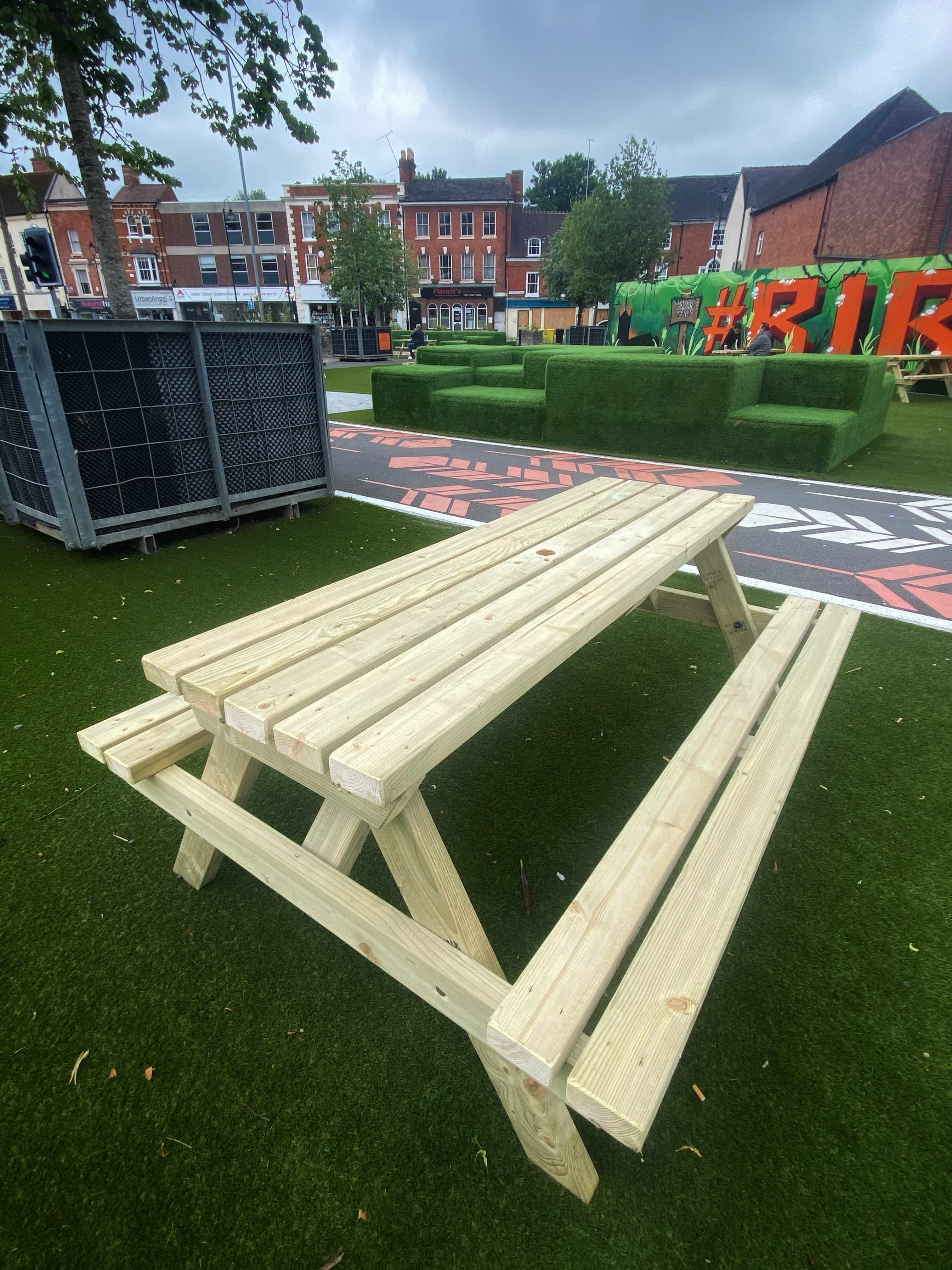 bromsgrove , birdbox , seating , picnic bench hire , stage men ,