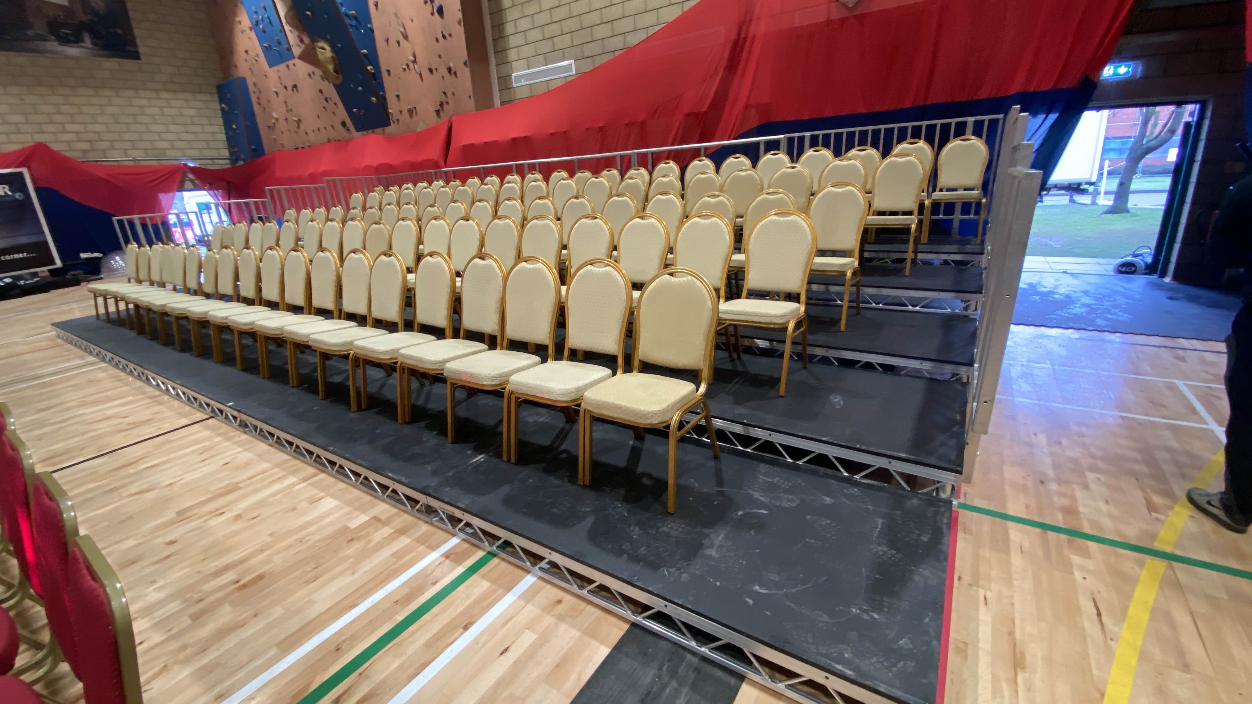 tired staging hire , tiered seating hire , stage seating hire , raised seating hire ,