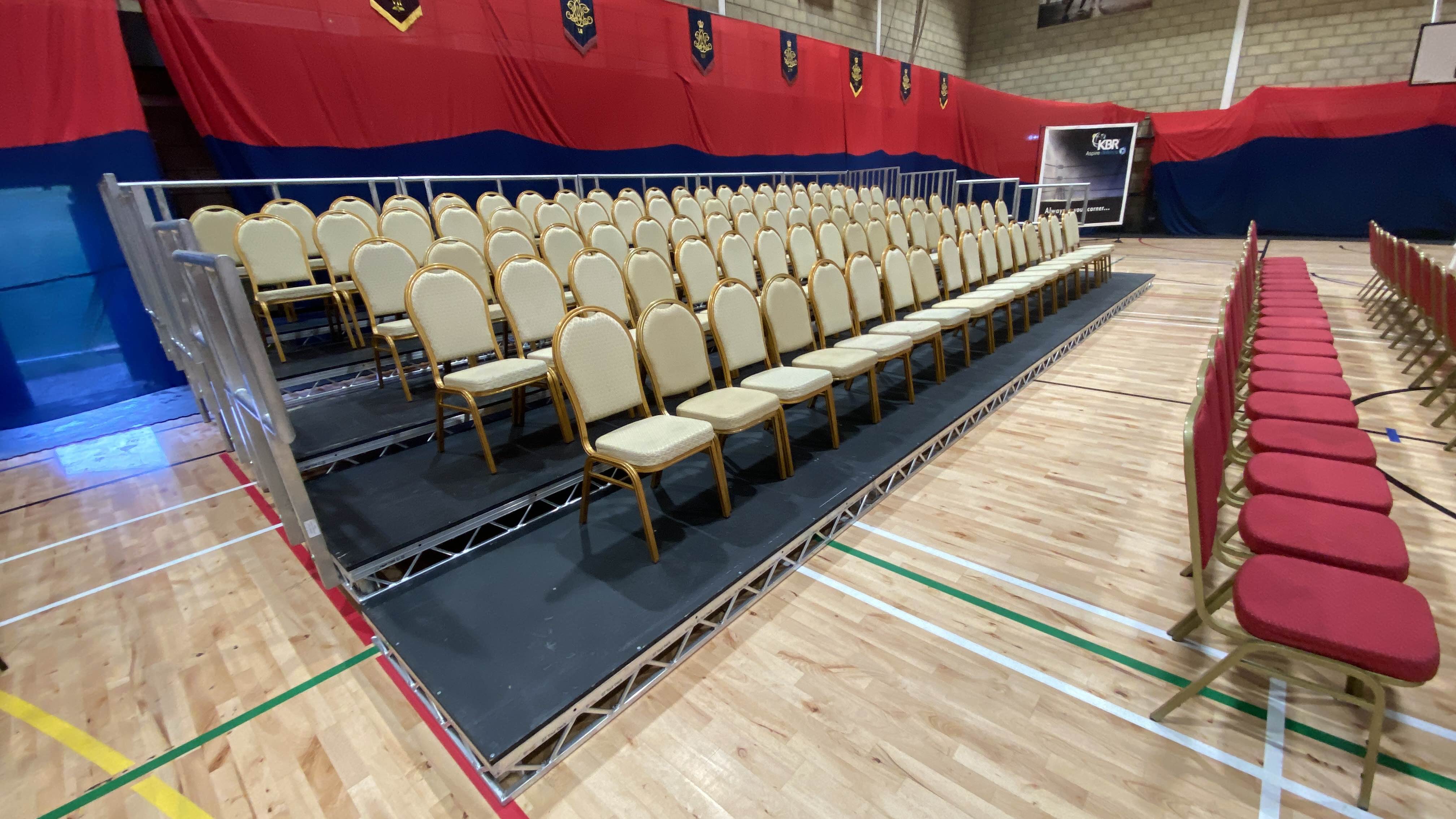 tired staging hire , tiered seating hire , stage seating hire , raised seating hire ,